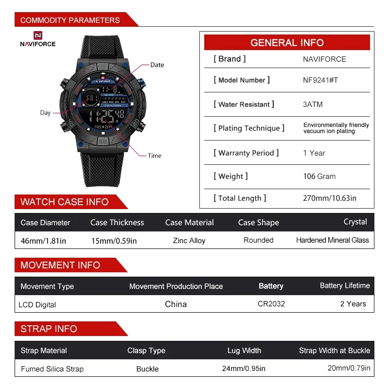 NAVIFORCE New LCD Digital Spor - đánh giá và giá Watch Display Pillow